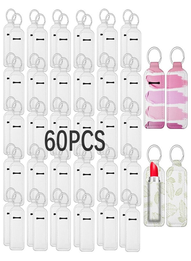 Anpuimult 60 PCS Sublimation lip balm holder blanks keychain bulk,neoprene lip balm holder keychain,Neoprene Clip-on Sleeve Travel Key Ring Holder DIY sublimation blanks products - Image 1